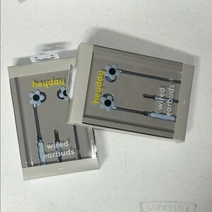 x2 Heyday Wired Earbuds with Blue Floral Accents
